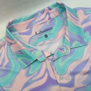 Chubbies Iridescent Abyss Performance Golf Polo Mens XXL Multicolor Abstract